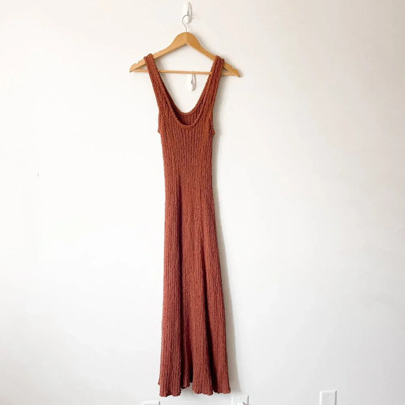 H&M Long Knit Sleeveless Maxi Dress Brick Red Size Medium - Picture 5 of 7